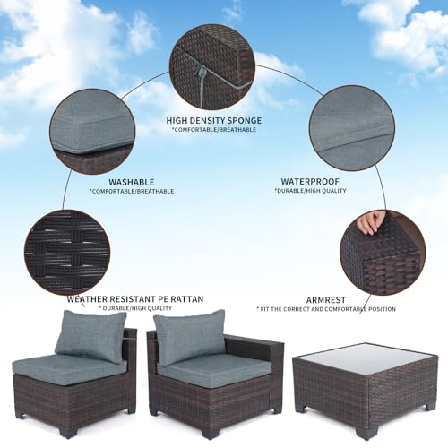 image for LEVELEVE 7 Pieces Outdoor Patio Furniture Sets,Rattan Conversation Sec