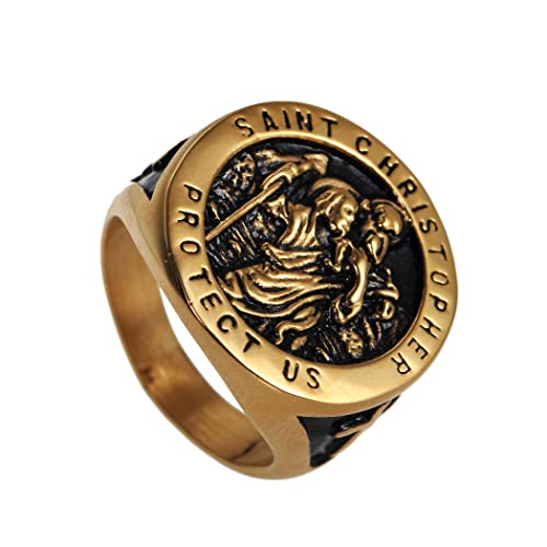 Bague en acier inoxydable chevalière homme croix gothique argent taille 12