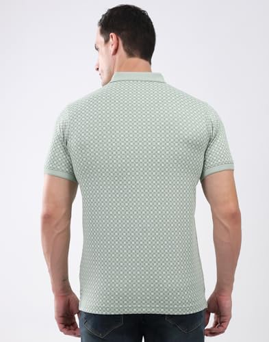 Image of Monte Carlo Men's Regular Fit T-Shirt | Printed Design | Collar Neck Button Closure | Half Sleeves Casual Fashion Wear Tshirt for Men's (Pack of 1)