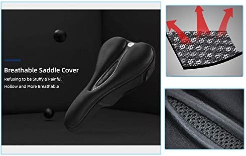 ROCKBROS Bike Seat Breathable MTB Bike Saddle Shock-absorpting, Anti-slip Bicycle Saddle Soft Comfortable Bicycle Seat with Rain Cover for MTB, Road Bike, Exercise Bike S/M
