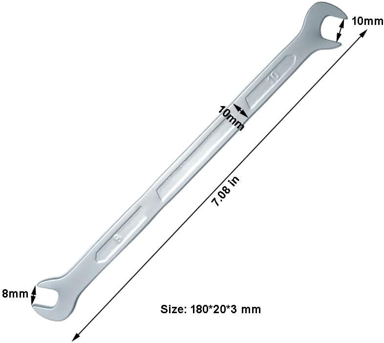 Super Thin Wrench, 8mm x 10mm 45° Angle Head Double Open-End wrench for Repair (Thickness:3mm)