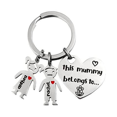 Personalised Name Keychain Custom Children Charms Keyring with Boys and Girls Name Engraved Family Members Keychain Pendant Mother Father Day Gift Cover