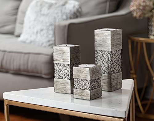 Creative Scents Dublin Silver Small Tealight Candle Holder Set of 3 - Centerpiece for Living Room and Dining Room Table Decor, Coffee Table Decor, Ideal for Fireplace, Entrance or Bathroom by Creative Scents - Image 3