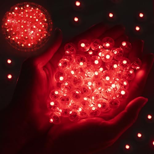 Image of 200pcs Balloon Lights Warm White Mini LED Lights Round Long Standby Time Multicolor Ball Lamps Paper Lantern for Easter Birthday Party Christmas Halloween Decoration Red