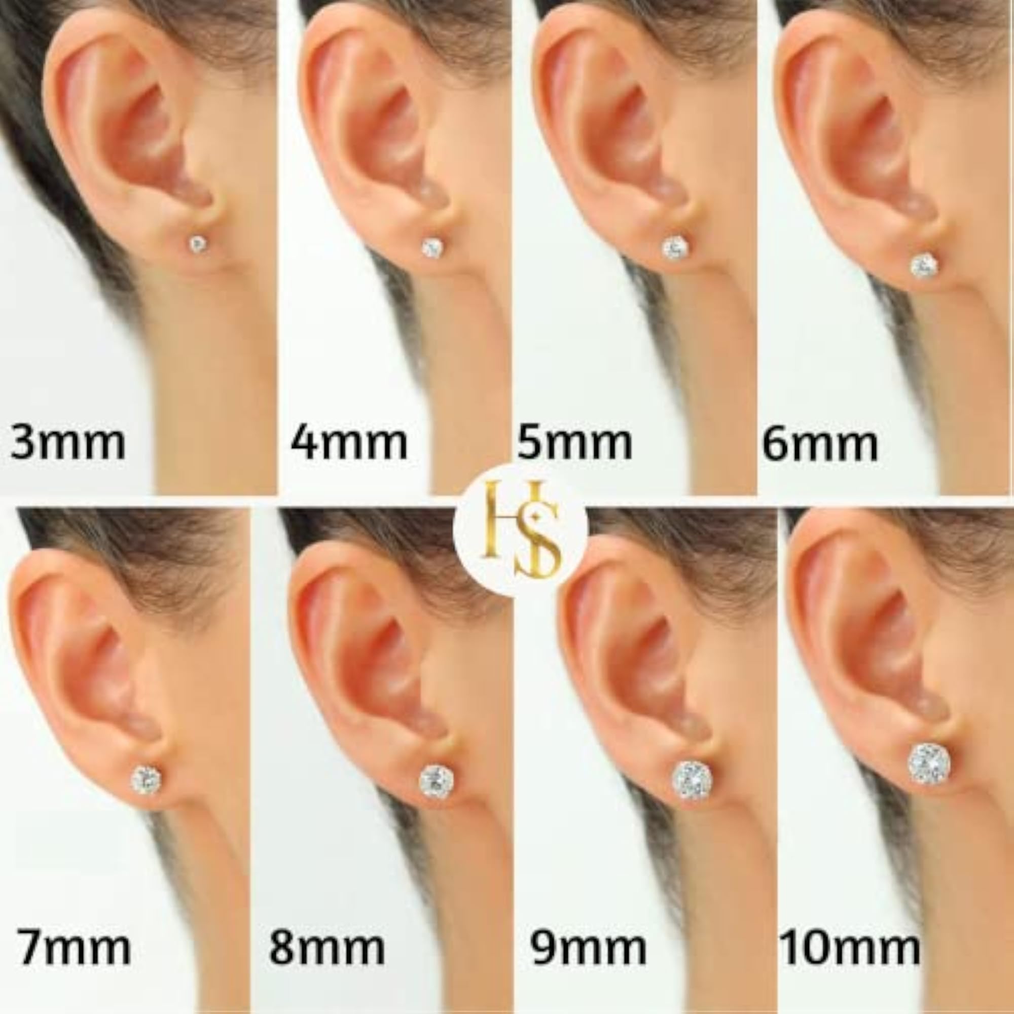 925 Sterling Silver Solitaire Stud Earrings with CZ Tops 4mm