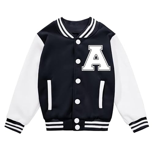 Image of BAICAIYU Kids Baseball Jackets Boys and Girls Varsity Coat Buttons Cardigan Letter Sport Letterman School Jacket