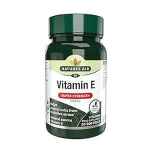Natures Aid Vitamin E 1000iu – High Strength Natural Antioxidant – Supports Skin, Heart, Eyes, Immune Health & Cell Protection – Non-GMO, Gluten-Free – 30 Softgel Capsules