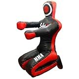 Shaza MMA BJJ Wrestling Grappling Dummy Bag Unfilled, Premium Leather, 360 Degree Mobility (Black, 72 inche|180cm|6 Feet)