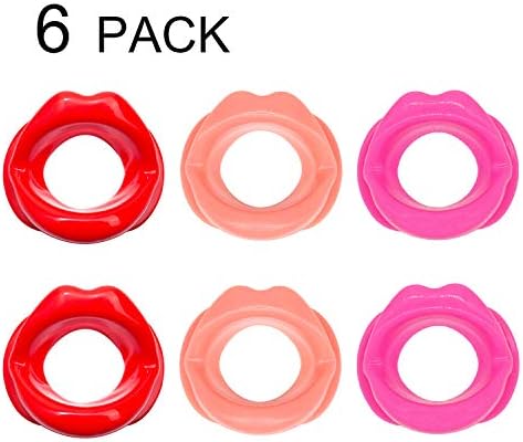 6 Pieces Silicone Face Slimmer Mouth Tightener Rubber Anti-wrinkle Anti-aging Mouth Muscle Tightener Face Exercise Lips Trainer Face-lift (6 pcs, 2 Red, 2 Pink, 2 Pinkish)