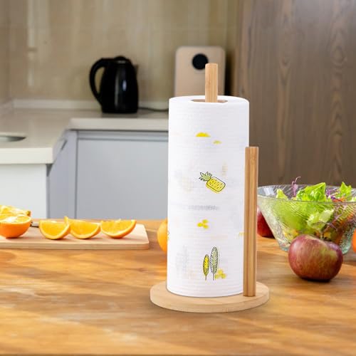 Portarrollos de cocina vertical en madera con base estable antideslizante SOLUSTRE 5