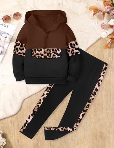 Toddler Girl Clothes Camo 2 Piece Little Girls Clothes Half Zip Up Hoodies Color Block Outfits Sweatshirt Pant Sets