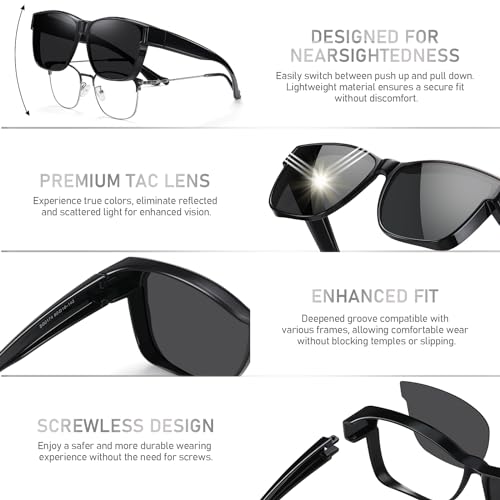 GEGURI Polarized Sunglasses Fit Over Glasses for Men Women, Oversized Square Sun Glasses UV400 Protection Shades3