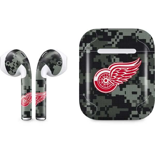 Skinit Decal Audio Skin Compatible with Apple AirPods - Officially Licensed NHL Detroit Red Wings Camo Design