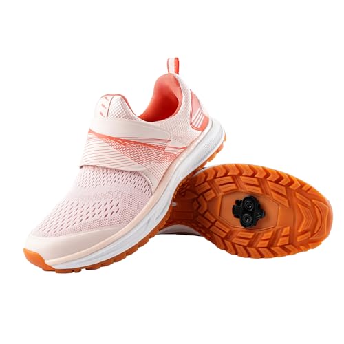 Spinning Shoes Women's Cycling Shoes - SPD Compatible Indoor/Outdoor Bike, Breathable & Comfortable Road Cycling Shoes with Pre-Installed Cleats