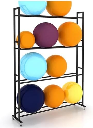 3-Tier Yoga Ball Storage Rack with Wheels - Multi-Purpose Home Gym Organizer for Fitness Clubs & Studios, Large Capacity Exercise Equipment Holder, White Color