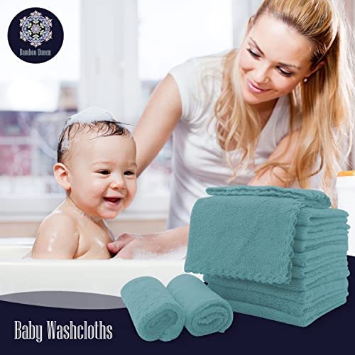 Image of 16 Pack Baby Washcloths - Luxury Coral Fleece - Extra Absorbent and Soft Wash Clothes for Newborns, Infants and Toddlers - Suitable for Sensitive Skin and New Born - Baby Shower - Teal, 10x10 Inch