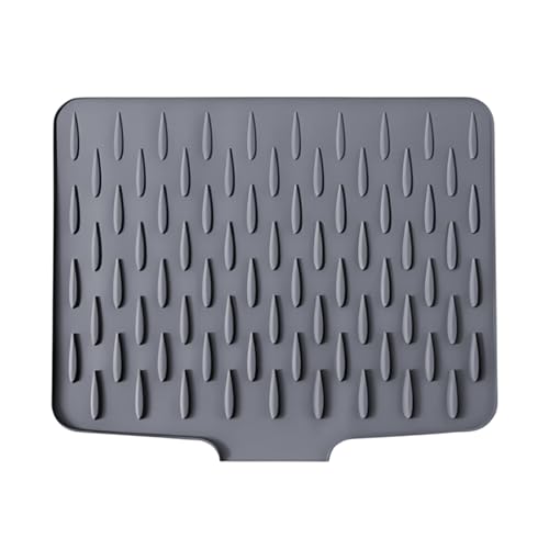 Protector de encimera de silicona a prueba de fugas, alfombrilla de goteo para fregadero, alfombrilla de goteo para platos, protector de encimera, para fregadero de cocina (40 x 32,5 cm, gris)