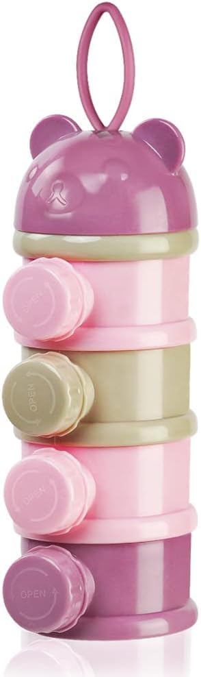 Baby Formula Container Dispenser On The Go, 5 Compartments Stackable Formula Container For Travel, Baby Milk Powder Kids Snack, Bpa Free Non-Spill Milk Powder Box (Purple Stylish, 1)-image-49