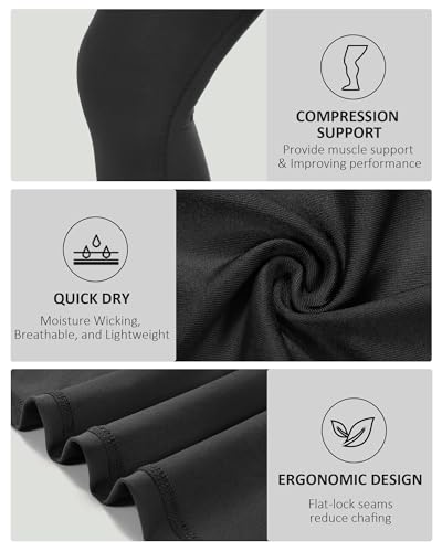 Roadbox Boys 3/4 Compression Leggings Pants, Youth Sports Capri Running Tights Kids Basketball Base Layer with Pockets4