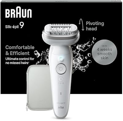 Braun Silk-épil 9, Depiladora Eléctrica Para Una Eliminación Del Vello Fácil, Piel Suave Duradera, 9-011, Blanca/Plateada