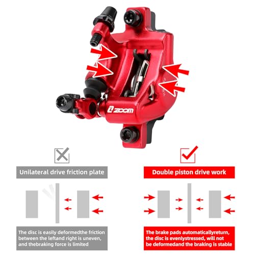 Zmgdrm Z00M HB-100 Hydraulic Disc Brake Calipers Set MTB Bike Disc Brakes Front & Rear Caliper Set, Aluminum Alloy Bicycle Disc Brake Kit for eBike, Mountain Bike, Road Bike, Fat Bike - Thumbnail 3