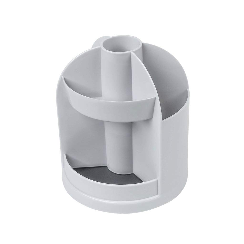 Portapenne Portapenne Girevole per scrivania, Portapenne in PP con Scomparti Multipli Portamatite Grigio, Bianco, Albicocca (Grigio)