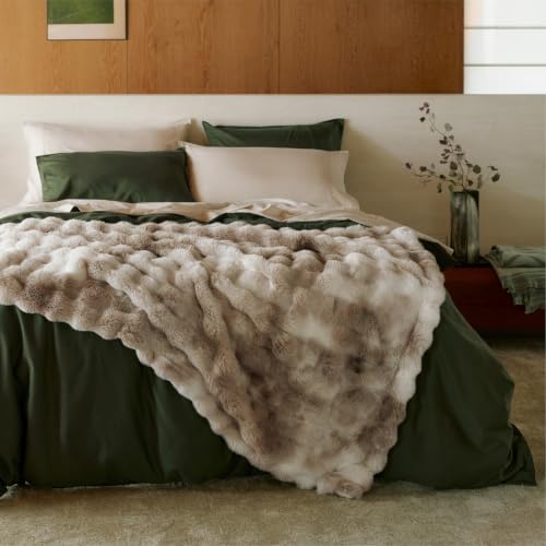 Image of Bedsure GentleSoft Fluffy Fuzzy Twin Blanket, Soft Cozy Fleece Faux Fur Blanket, Pink Decorations Coloring Couch Cover, Thick Warm Plush Women Men Birthday Gifts, Tie-dye Taupe