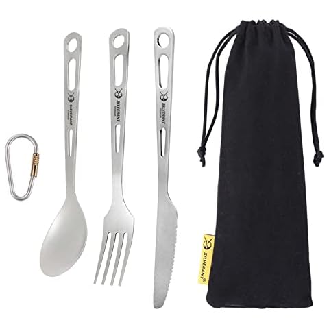 SILVERANT Titanium Cutlery Set for Outdoor Use Cover