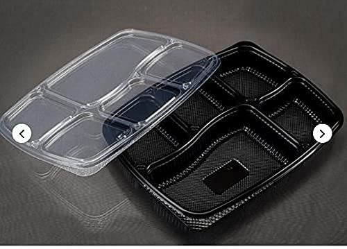 Tia Crafts Microwave Safe 5 Compartment Meal Tray with lid for Dinner, Lunch | Made of 100% BPA Free Food Virgin Plastic Black (10) — Amazon image 6