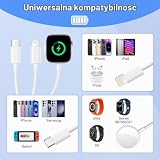 Kabel 3 w 2 do ładowarki Apple Watch, 2 m ładowarka do zegarka Apple Watch, ładowarka do iPhone'a i Apple Watch, magnetyczna ładowarka do iWatch serii 9, 8, 7, 6, Ultra, iPhone 16, 15, 14, 13, 12, 11