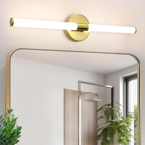 Laittiin LED Spiegelleuchte Bad Gold Spiegellampe - 60CM Badlampe Wand IP44 Spiegellampe Badezimmer 8W Spiegelschrank Beleuchtung 4000K Neutralweiß Wandlampe über Spiegel für Bad Küche Badschrank