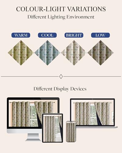 Image of Cloth Fusion Printed 100% Blackout Window Curtains 5 Feet Long Set of 2