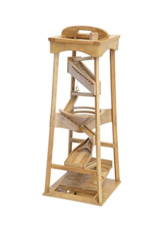 AmishToyBox.com Pyramid Marble Tower Run Wooden Toy - 39' High - Pack of Marbles Included (Harvest Stain Finish)