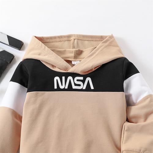 Image of 2-6T Toddler Baby Boy Clothes Long Sleeve Hooded Pullover Colorblock Sweatshirt + Pants 2pcs Fall Winter Outfit Set