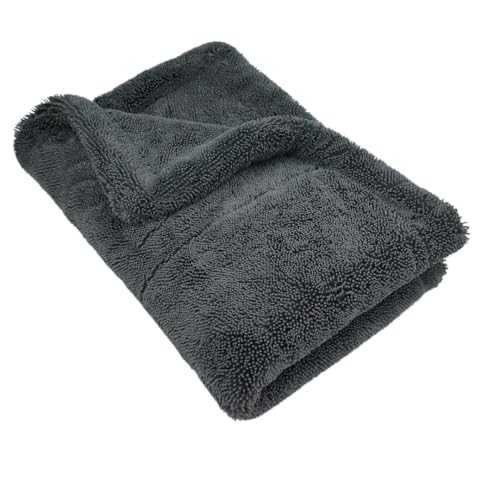 Image of Microfiber Car Cleaning Cloth, 1200 GSM, Large 60x40 Cm Ultra Soft, Super Water Absorbent, Lint Free Twisted Loop Towel for Car, Bike, Household, Drying & Detailing (Black)