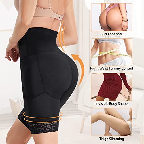 Likeonce Padded Butt Lifting Shapewear Control Panties For Women Tummy Control Hip Pads Hip Enhancer Thigh Slimmers Black #TOP1