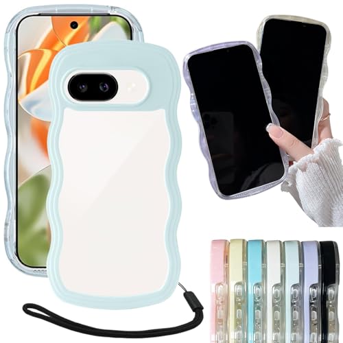 【WenziLior】 Google Pixel 9a 用 ウェーブデザイン クリア 2in1 ケース ストラップ 適用 Google Pixel9a 透明 カバー グーグルPixel9a ピクセル9a スマホケース グーグル ピクセル 9a グーグル 9