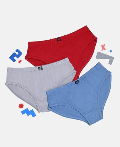 Image of Jockey 3035 Boys Super Combed Cotton Solid Brief with Ultrasoft Waistband (Pack of 3, Colors & Prints May Vary)