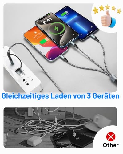 Miger 5 in 1 Multi Ladekabel,USB A/C Multi USB Kabel mit Datenübertragung – Ansicht 6