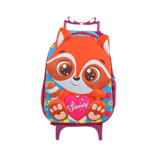 Mochila Escolar Média com Rodinha Zoo, Raposa