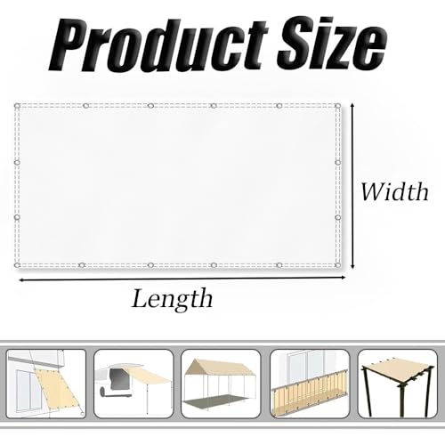 Voile d'ombrage pour terrasse et jardin, grande toile blanche rectangulaire 4,8x7,5 m