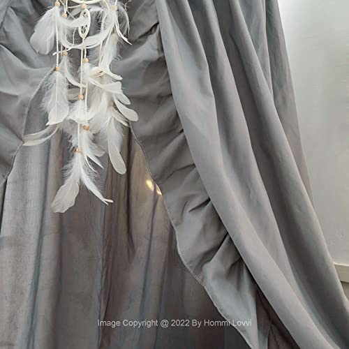 Hommi Lovvi Kids Bed Canopy, Dreamy Frills Canopy For Girls Bedroom Soft Ceiling Hanging Decoration Princess Canopy Net Reading Nook, Extra Large Full Size Bed Canopies With Light - Grey #TOP5