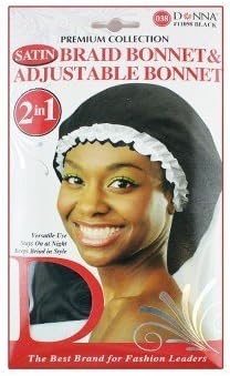Donna Premium Collection 2in1 Satin Braid Bonnet & Adjustable Bonnet - Purple, Multiple uses, stays on all night, fits all size, two tone