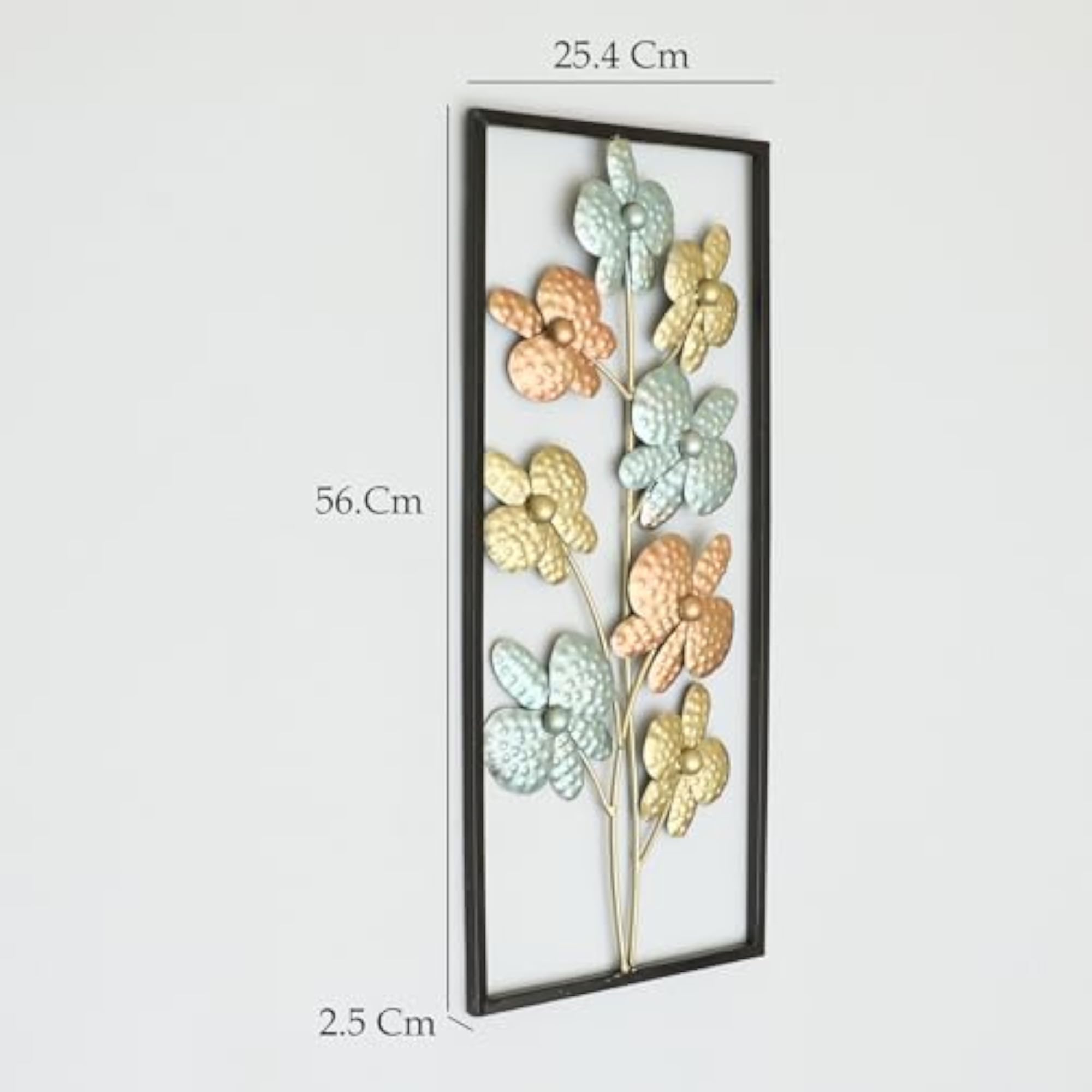 Multicolor Metal Rectangular Kanak Flower Wall Frame