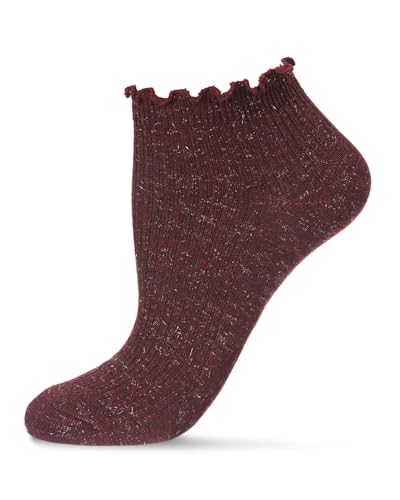MeMoi Sparkle Rib Scalloped Cuff Low Cut Socks3