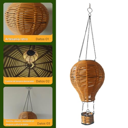 Farol solar boho para terraza y jardín con luz colgante impermeable 6
