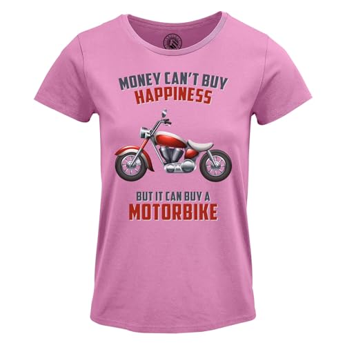 T-Shirt Motorbike Femme Col Rond l'Esprit de Liberté et Bonheur