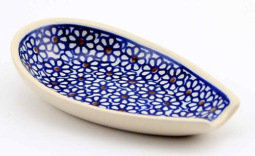 Polish Pottery Market 5 in. Long Handmade by Zaklady Boleslawiec Poland, Cute Spoon Rest for Stovetop, European kitchen décor, Ladle Holder