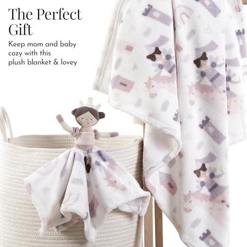 Image of Evolur Princess Print 2 Piece Gift Set, Includes Blanket with Lovey, Warm and Cozy Baby Blanket, Machine Washable Nursery Bed Blanket, Soft and Charming Lovey