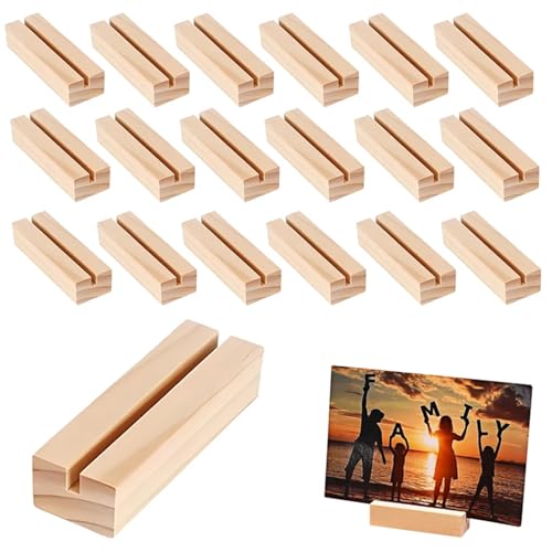 Jiavlyx 20 peças suporte madeira fotos pôster, porta-números de mesa de faia, porta-cartões de mesa para casamentos, restaurantes, banquetes e festas